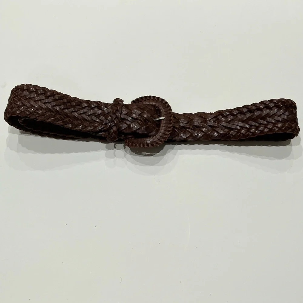 Abercrombie‎ & Fitch Brown Leather Woven Belt Sz. M/L